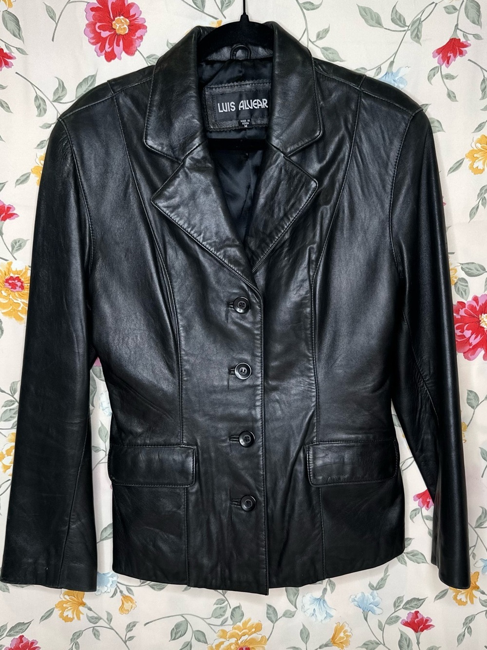 VINTAGE 90’s BLACK 100% LEATHER JACKET | LUIS ALVEAR | SIZE M | GREAT COND.